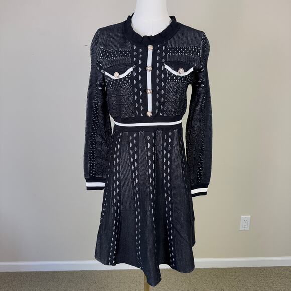 Dalia Macphee Fit Flare Mini Long Sleeve Dress US Women's XL - Picture 2 of 7